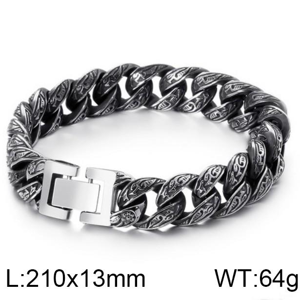 Hip Hop Stainless Steel Cuban Link Bracelet for Men Vintage Pattern Trendy Party Accessory Thick Charms Jewelry Gift for Party