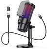 KASIMO USB Condenser Gaming PC Microphone with RGB Volume Control and Mute Headphone Plug Supports Live and Working from Compatible with and PS5