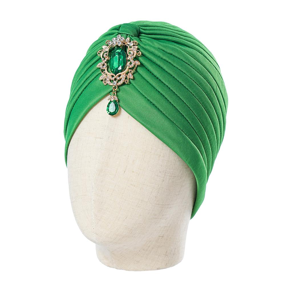 Muslim Fashion Women Elastic Alloy Drill Twist Knot Hat Chemo Cap Cancer Hat Islamic Femme Headscarf Indian Hat Headband Turban