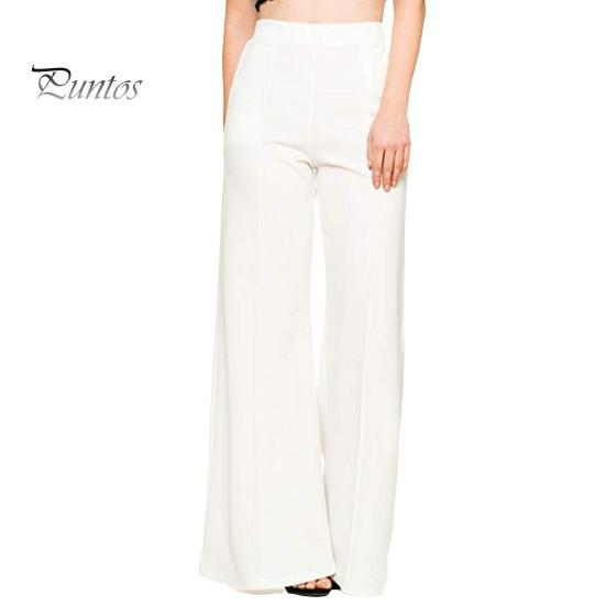 

Женские длинные брюки, эластичные брюки с высокой талией и карманами, однотонные брюки, повседневные свободные брюки с широкими штанинами, расклешенные брюки, уличная одежда M белый