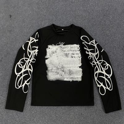 T-shirt pull col rond imprimé lettre personnalisée européenne et américaine rétro