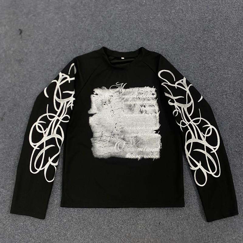 

Европейская и американская персонализированная футболка-пуловер с круглым вырезом и принтом букв в стиле ретро XL чёрный