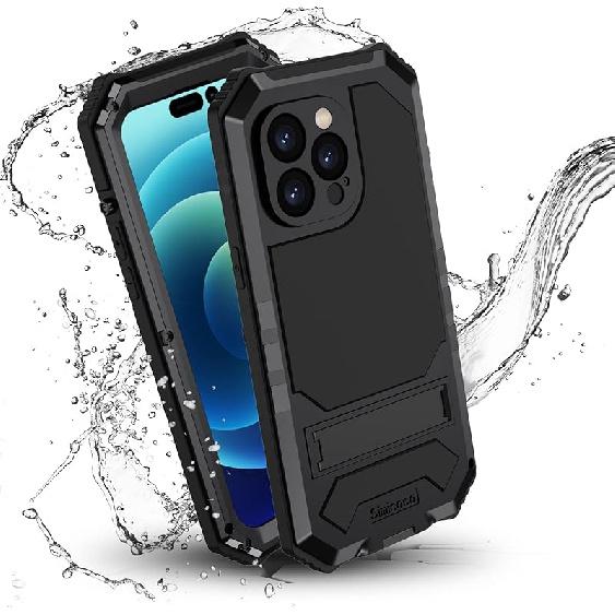 JGY iPhone 14 Pro Max IP68 Waterproof Case iPhone 14 Pro Max Military Metal Stand Case with Screen Protector Slim Full Cover Rugged Durable