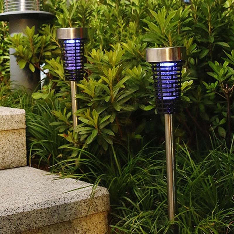 2 Pack Solar Powered LED Light Garden Pest Bug Insect Repellents Garden Lawn Light Solar Light with Mosquito Killer Lamp