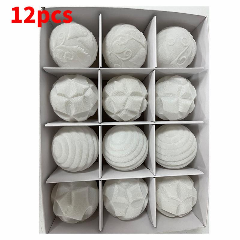 Vibrant 6cm Velvet Christmas Ornaments Set Of 12 Colorful Plastic Tree Decorations