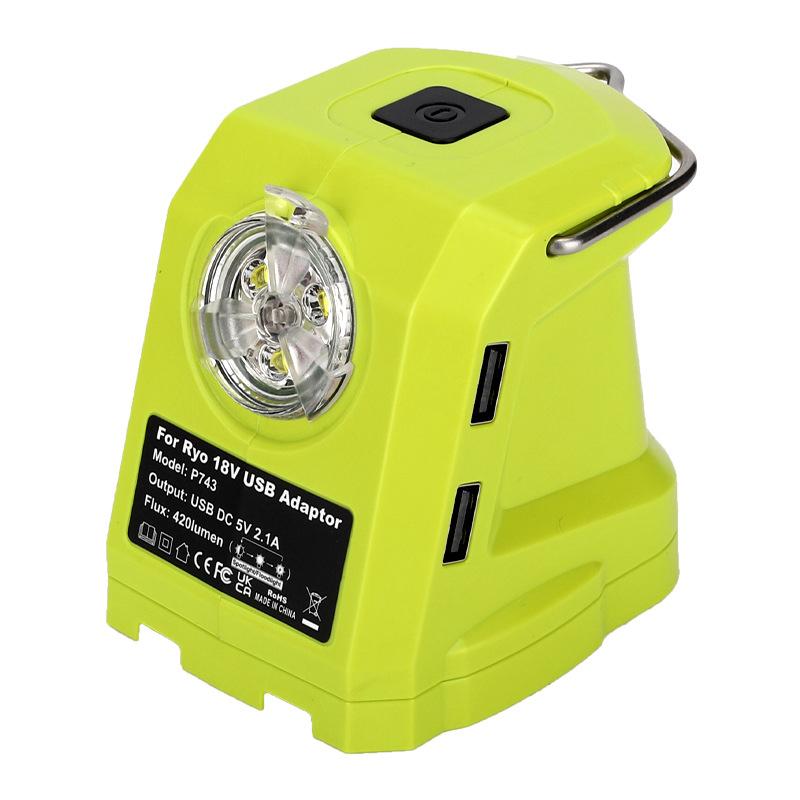 

Dual USB Power Adapter With LED Light 200LM 420LM For RYOBI 14.4V-18V Li-ion Battery Power Tool Parts