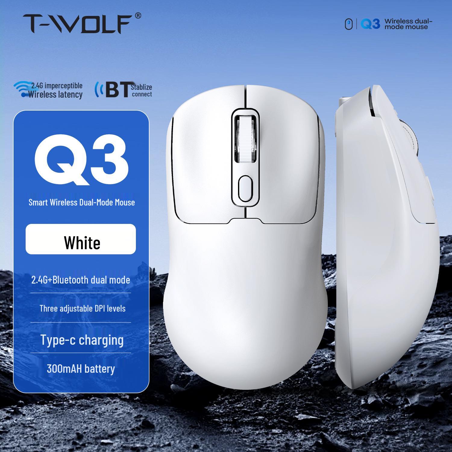 

T-WOLF Q3 Thunder: Dual-Mode Bluetooth Wireless Rechargeable Silent Mouse for Laptop and Office.