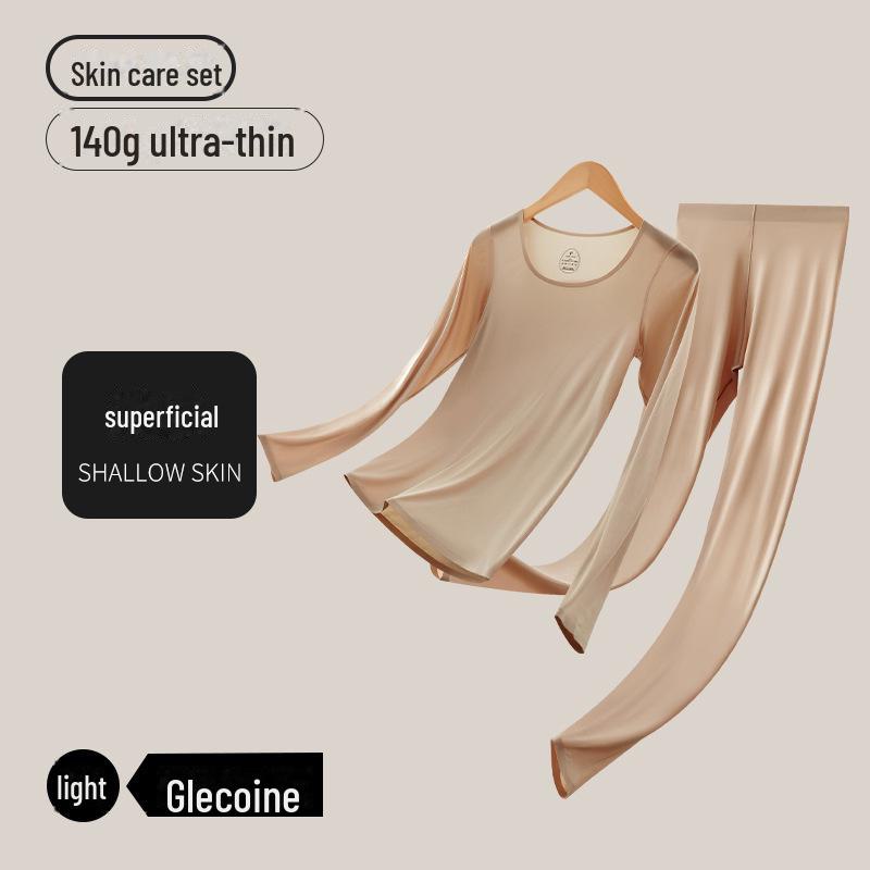 Women's Seamless Nude Ultra-Thin Thermal Underwear Set - High Elastic Autumn/Winter