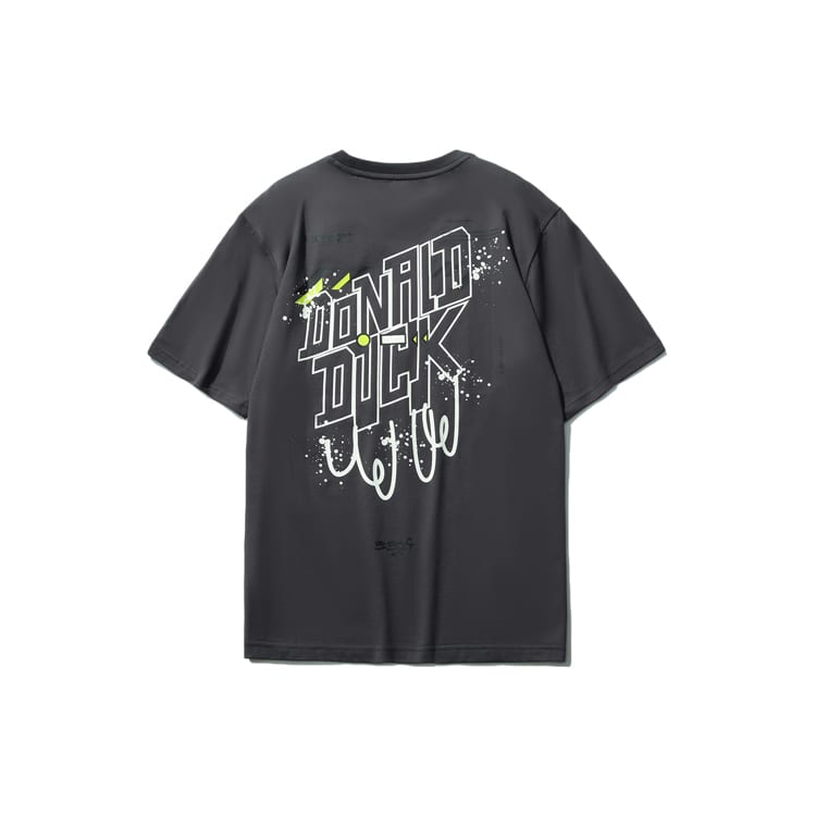Li Ning X Disney T Shirts Unisex Black Pine Gray Crew Neck Moderate Straight Fit AHSR546-2