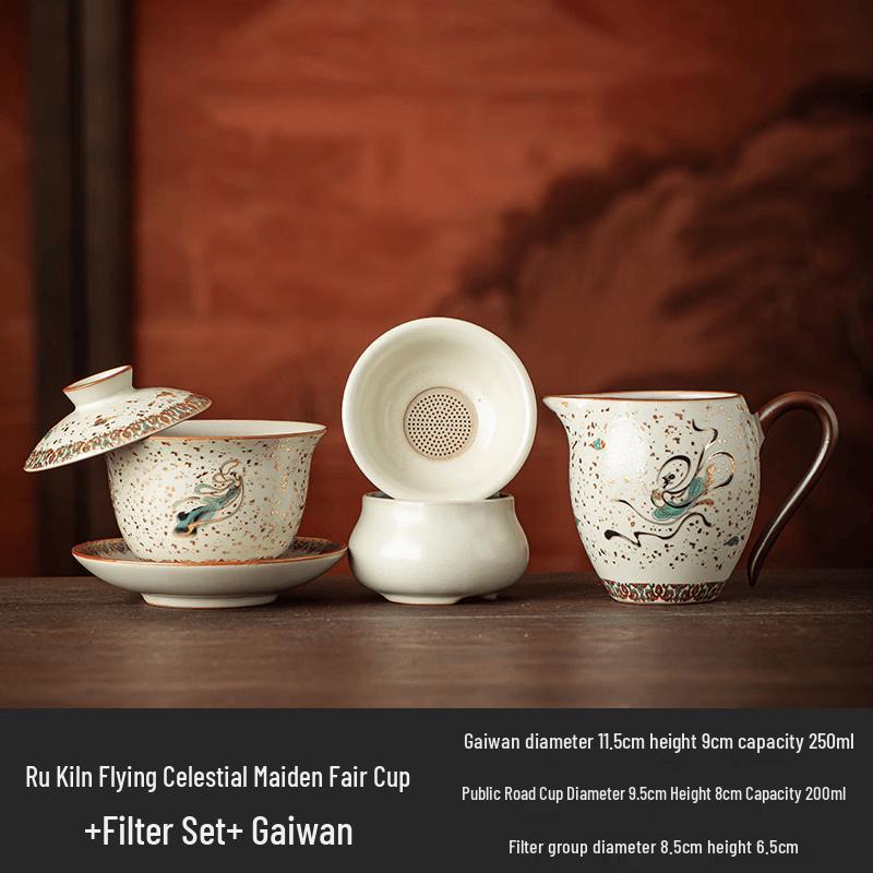 Ru Kiln Fairness Cup Tea Set with Gaiwan and Filter