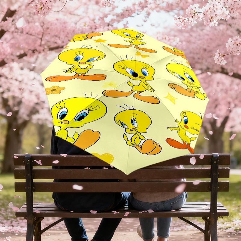 1PC Tweety Bird Umbrella-8-Rib Reinforced, Automatic Open, Lightweight & Durable, Cute Fashion Accessory for Outdoor, D2666