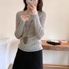 Korean Lace Lace Design Sense Long-sleeved Knitted Sweater Women's Autumn New Slim-fitting Inner Thin Bottoming Top