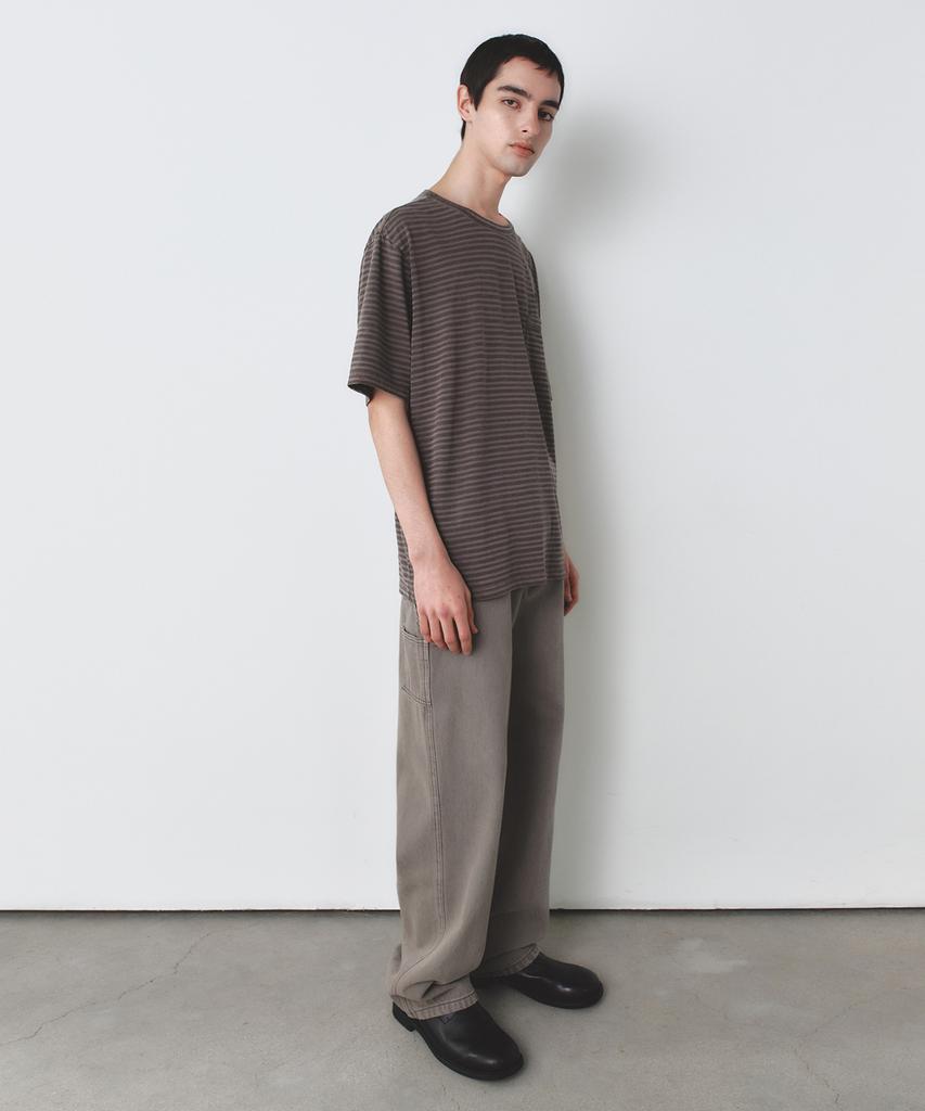 INSILENCE Striped Dyed Pocket T-Shirt Brown