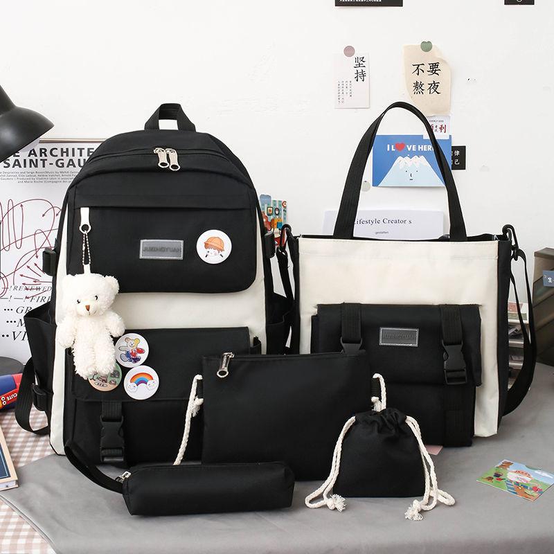 New Set Backpack for Girls Lovely Elementary School Students College Large Capacity Small Fresh Fashionable Backpack