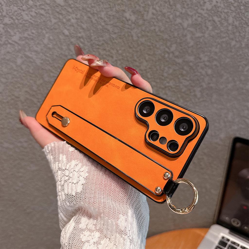 Luxus-Lammleder Mattes Leder Halterung Handyhülle Für Samsung S26 S25 S24 S23 S22 S21 Ultra Plus Stoßfeste Handgelenkschlaufe Abdeckung