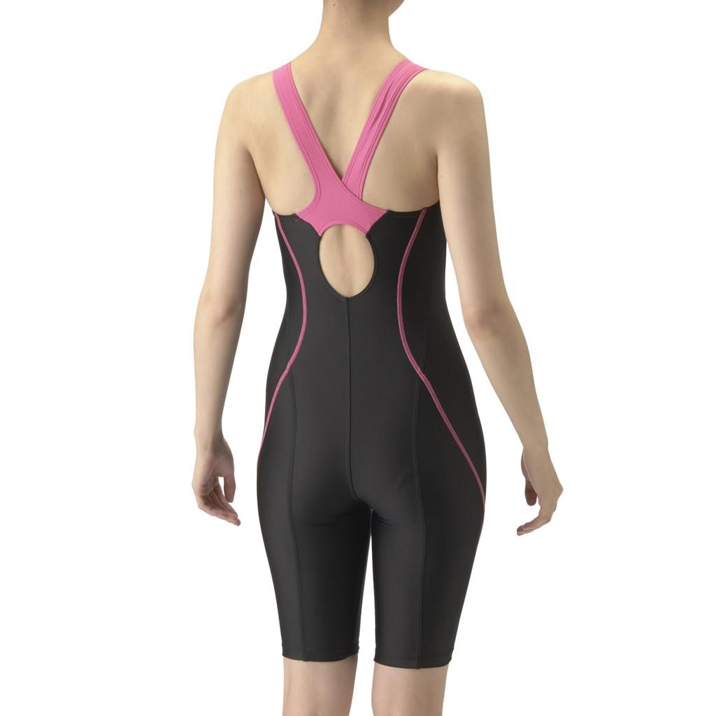 Swimsuit Fitness One Piece Spats Black X Pink Size M [Arena] (Open Back/Half Leg/Hatch Pad) Women's (BKPK)