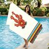 Large Microfiber Beach Towel,Boho Cactus & Tribal Border Print,Sand Free  Quick Dry,for Southwest Desert Themed Summer Beach Use