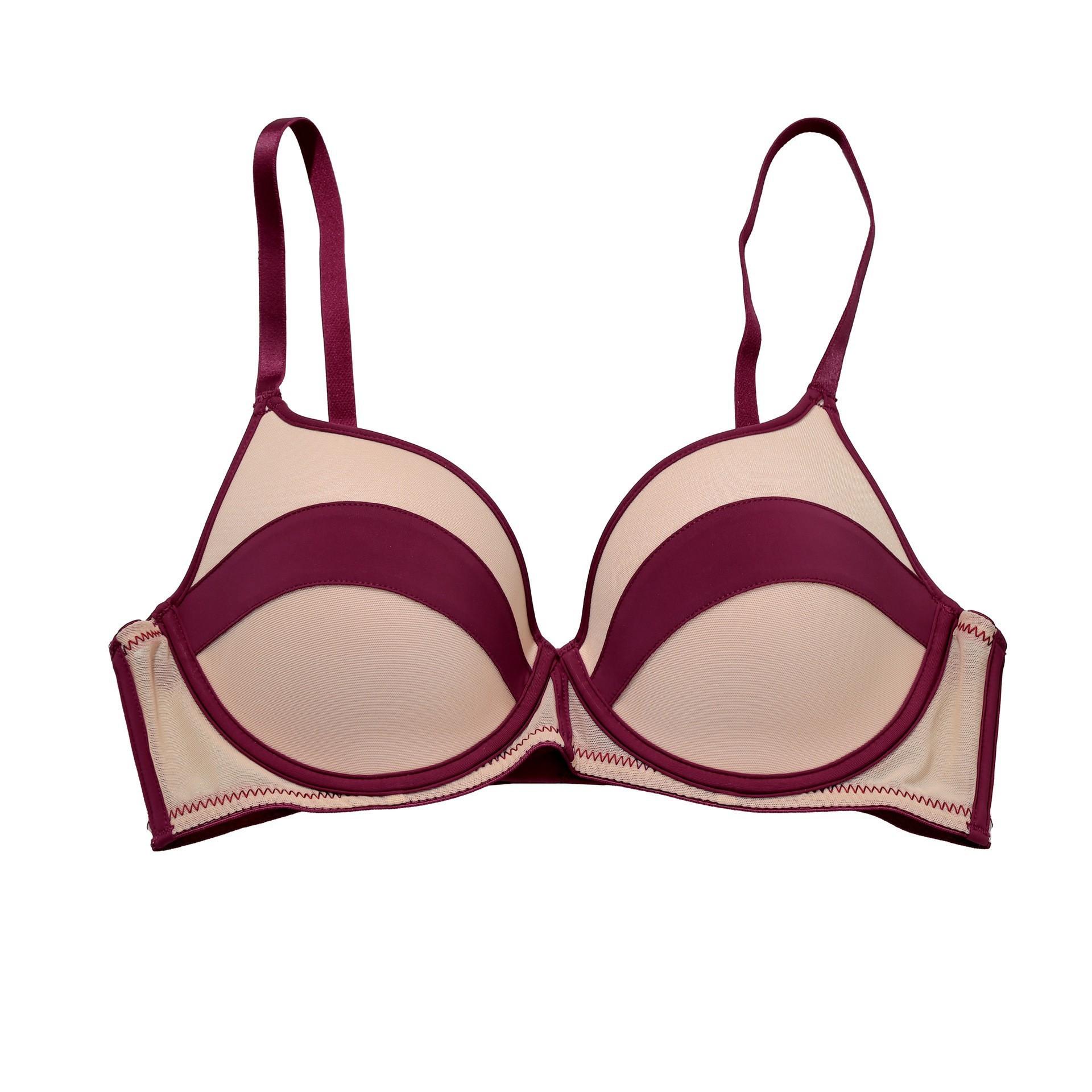 

French underwear women s small breasts show large gathering anti-sagging non-marking underwear thin contrasting color anti-sagging adjustment bra 85C