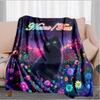 1PC Custom Name Black Cat Flowers Outdooor Flannel Blankets Throw Blanket All-Season Throw Gift Bedspread for Couch, Bed, Camping Holiday Birthday Gif