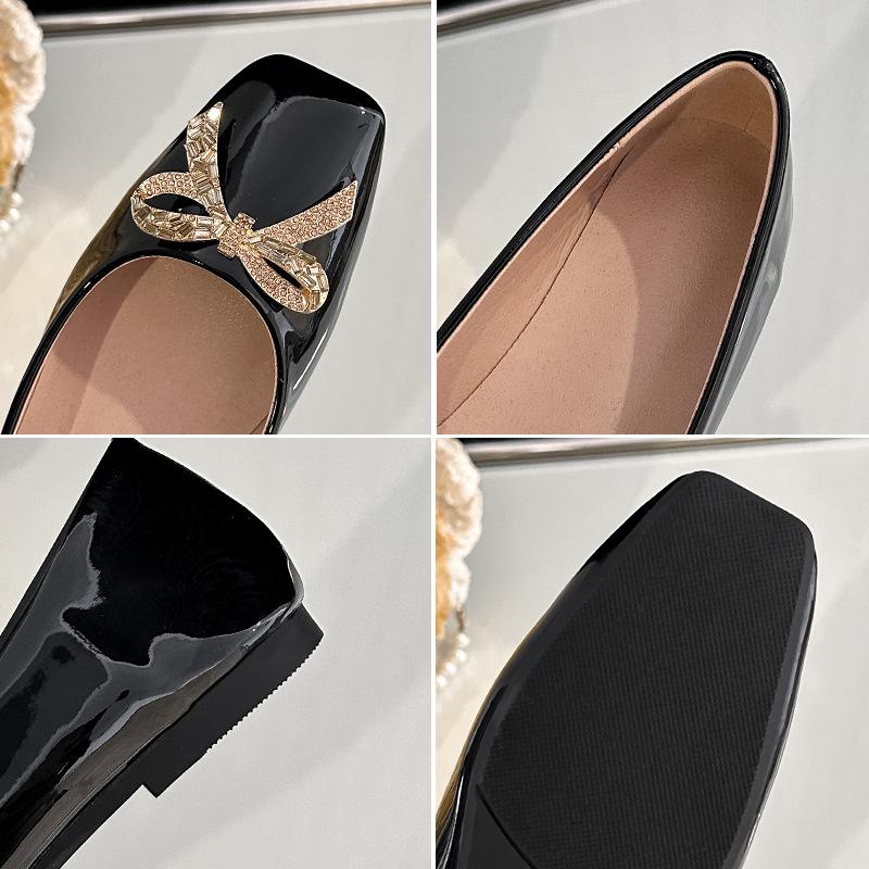 Women's Square Toe Ballet Flats Slip-On Dressy Shoes Business Casual Comfortable Foldable Work Loafers for Women Walking Flat Shoes Ballerina Flats
