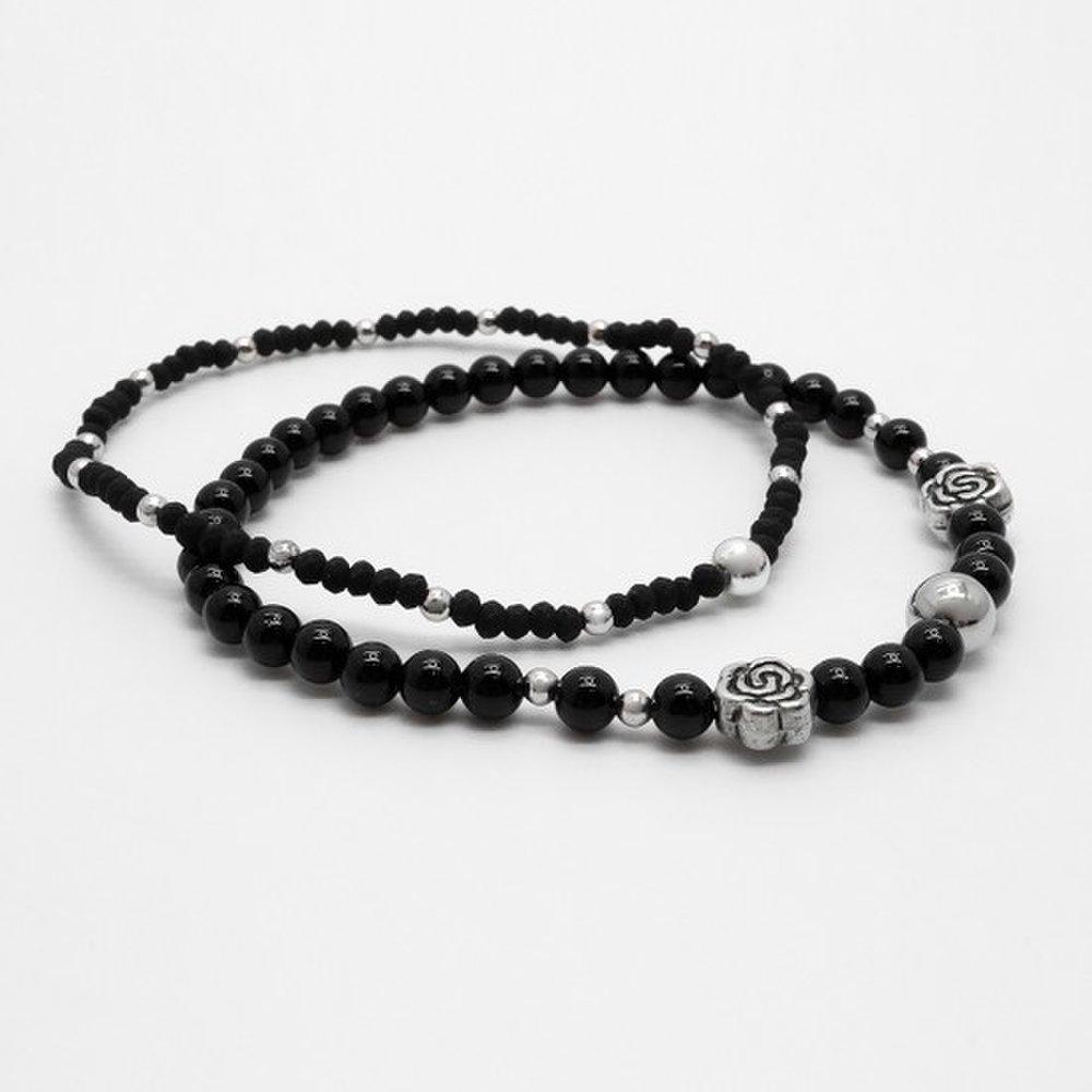 Onyx and Beads 2-Piece Slim Bracelet Bz473