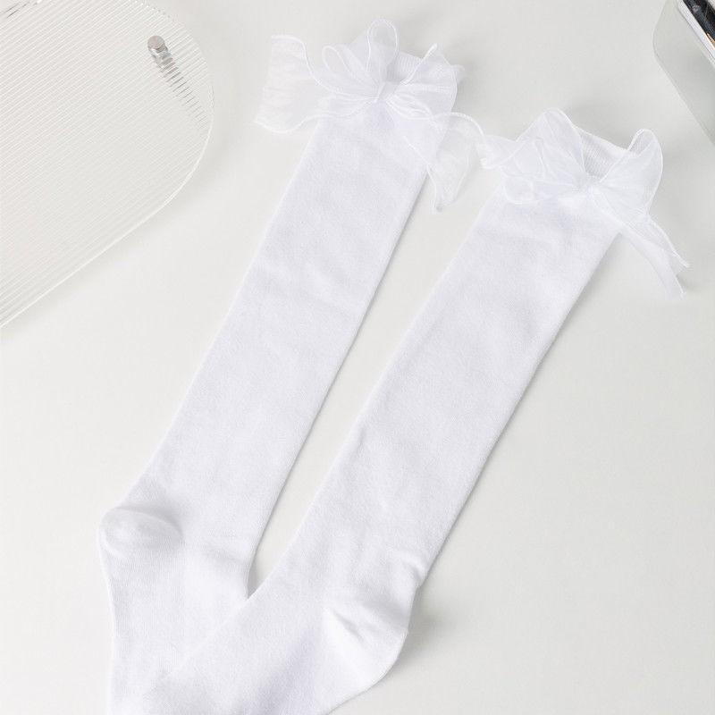 Schleife Röhrensocken Damen Frühling und Herbst Schwarz und Weiß JK Lolita Wadenstrümpfe Japanische Mädchen College-Stil Kniestrümpfe