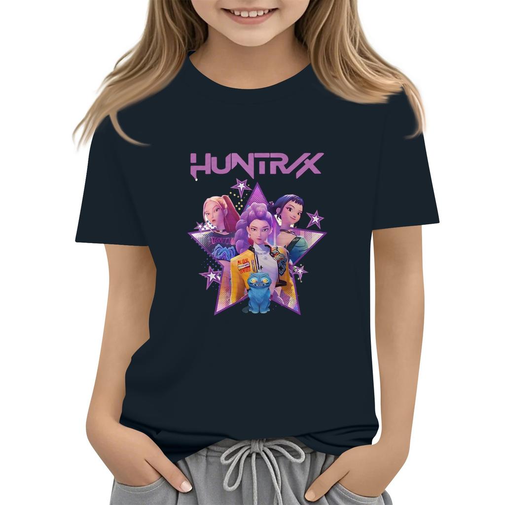 Boys Girls Round Neck Casual Printed Short-sleeved T-shirt Top