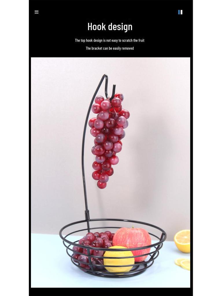 Obstkorb aus Eisen mit abnehmbarem Bananenhaken – kreatives Aufbewahrungsregal für Snacks