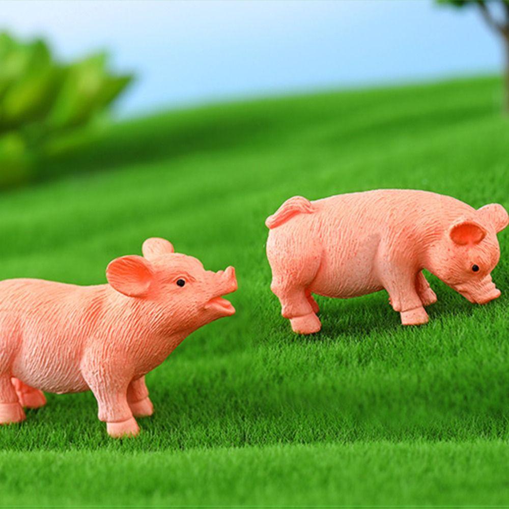 3pcs Plastic Pig Miniature Figurine Realistic Piggy Statue Creative Pig Statue Garden
