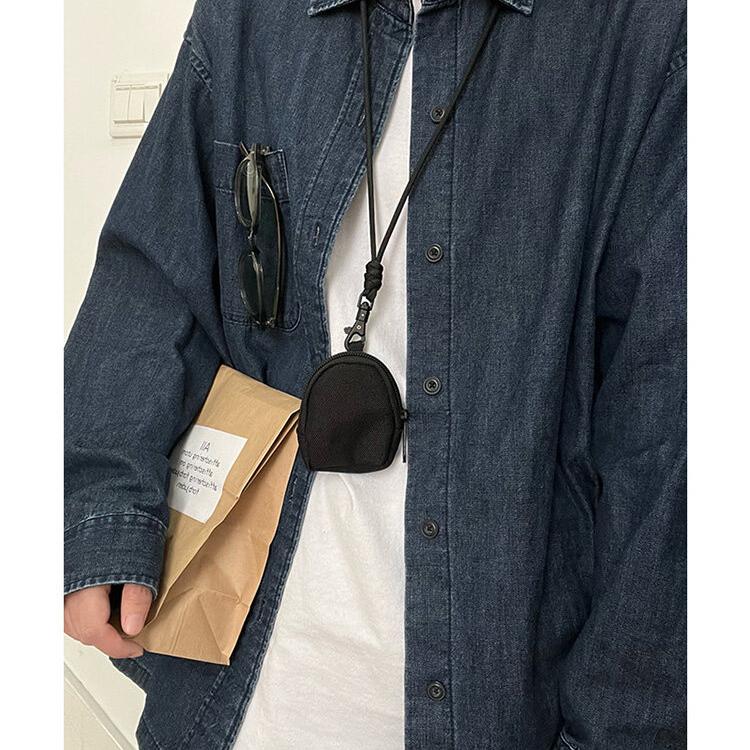 Originální japonská ležérní plátěná mini peněženka na mince na krk se zipem, pouzdro na Bluetooth sluchátka, pánská a dámská ins klíčenka, malá taštička se šňůrkou