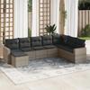VidaXL Garden Lounge Set 8 Pcs with Grey Cushions Wicker 3219350