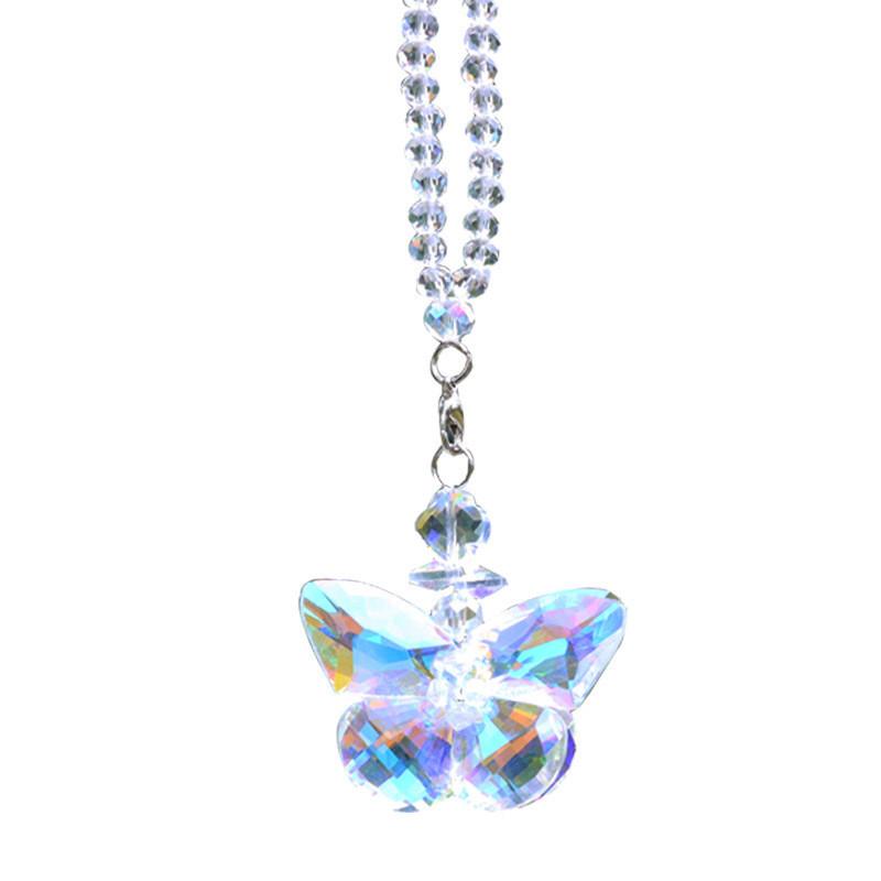 Car Sparkling Crystal Handing Pendant Colorful Butterfly Bow Accessories Car
