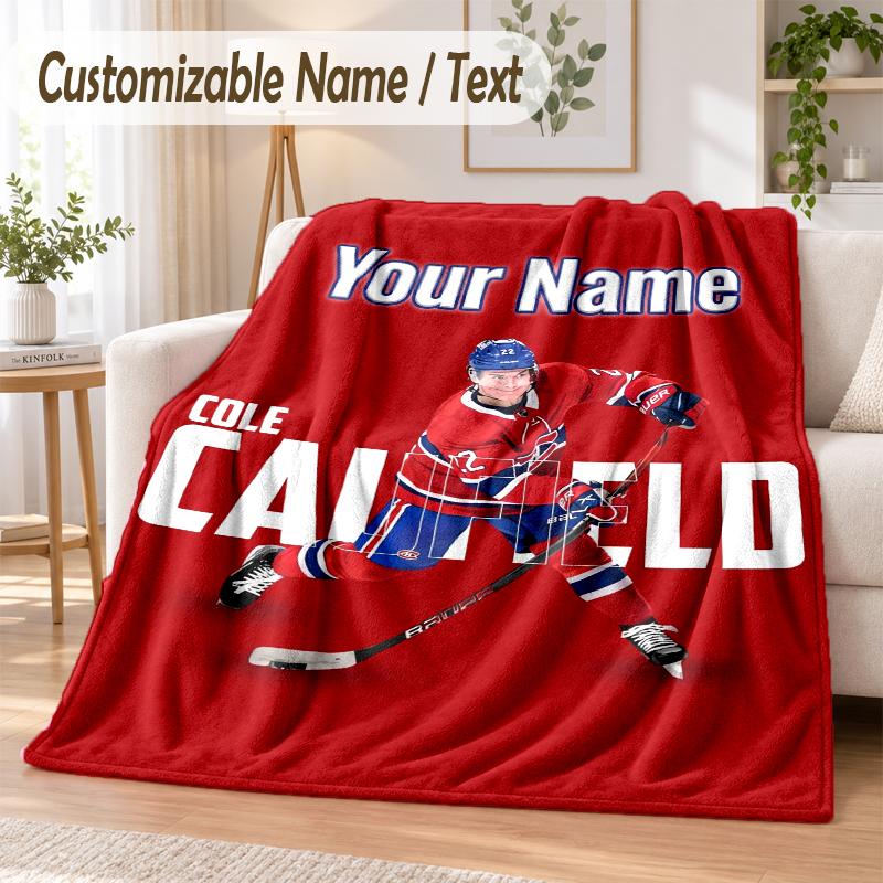Custom Text Flannel Blanket Montreal Canadiens Print Warm Cozy Blanket Home Sofa Bedding