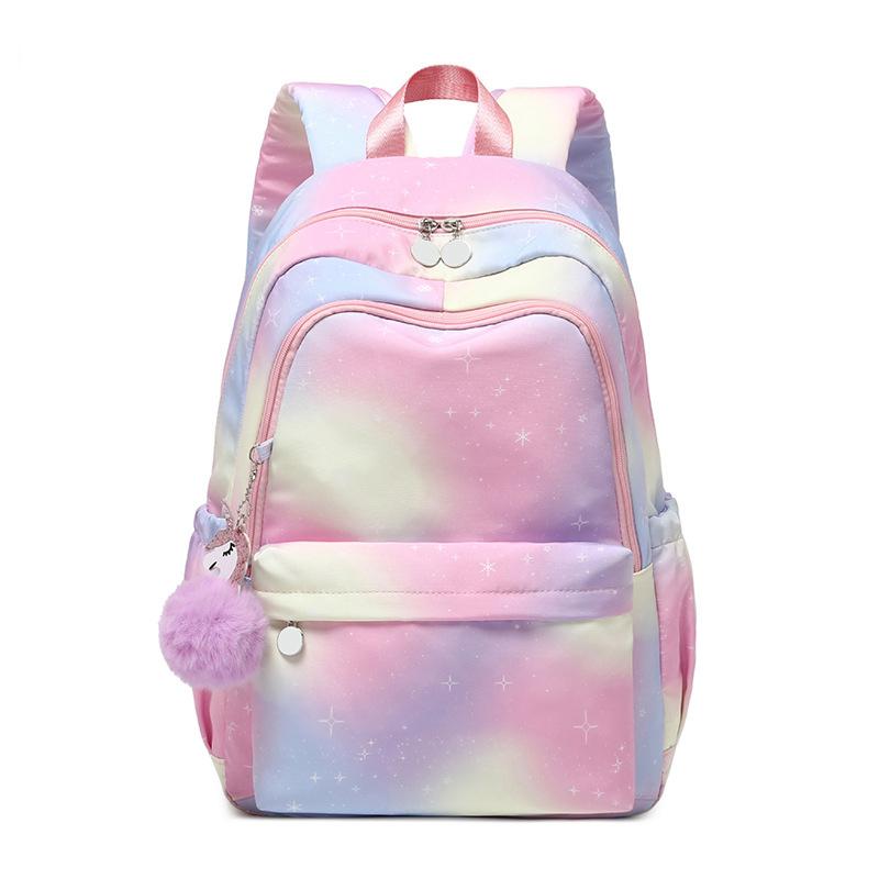 School Backpack for Girls Book Bags Rainbow Print Girls Students Backpack for Elementary School bags Kids Lightweight Backpack