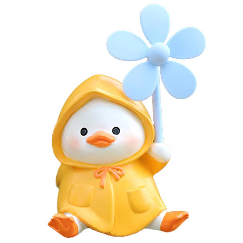 Cute Little Duck Raincoat Scooter Ornament: Windmill Bamboo Dragonfly for Bicycle or Motorcycle Decorations.