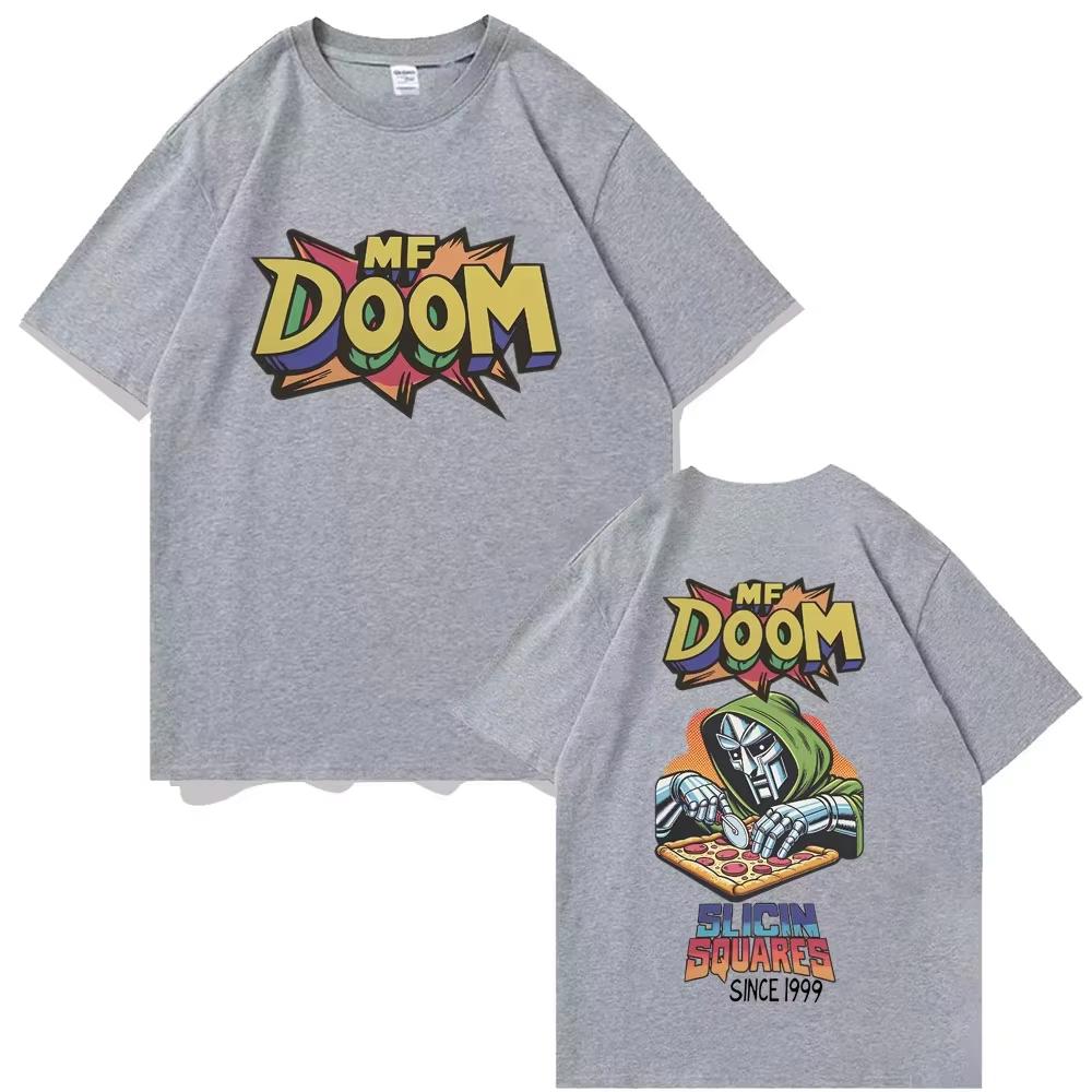 Rapper Mf Doom Slicin Squares Since 1999 Graphic Tshirt Mens Hip Hop pure Cotton Vintage Short Sleeve Top summer Streetwear