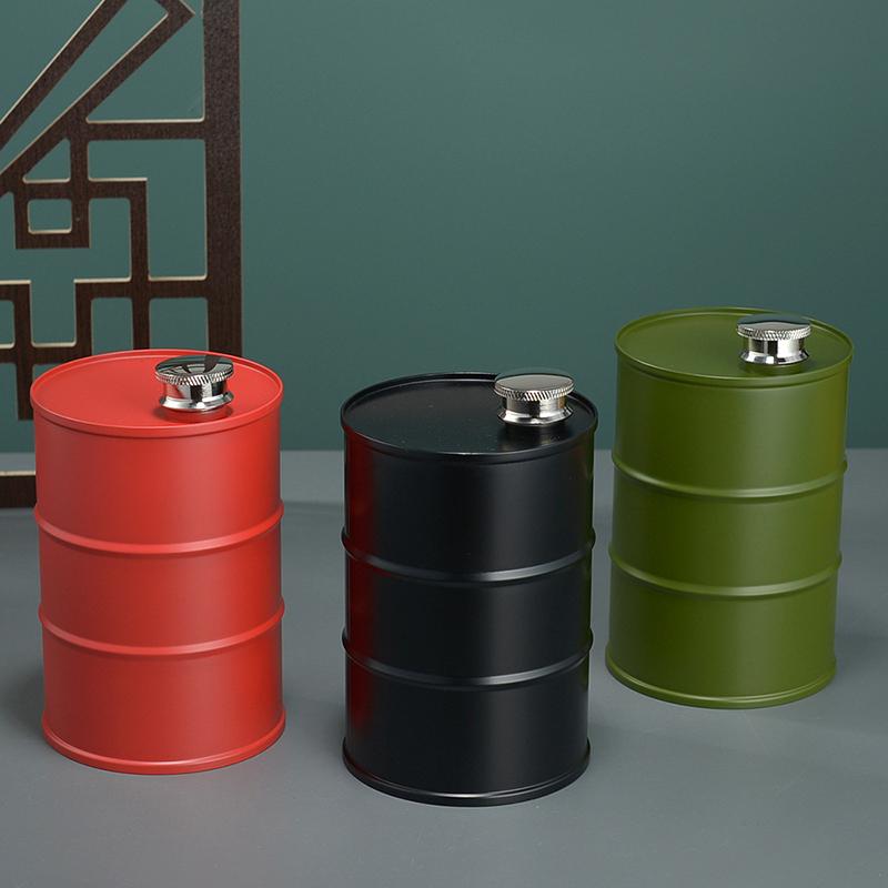 750Ml Stainless Steel Hip Flask Travel Barrel Wine Pot Bottle Outdoor Personalized Cylindrical Shape Wine Barrel Jug
