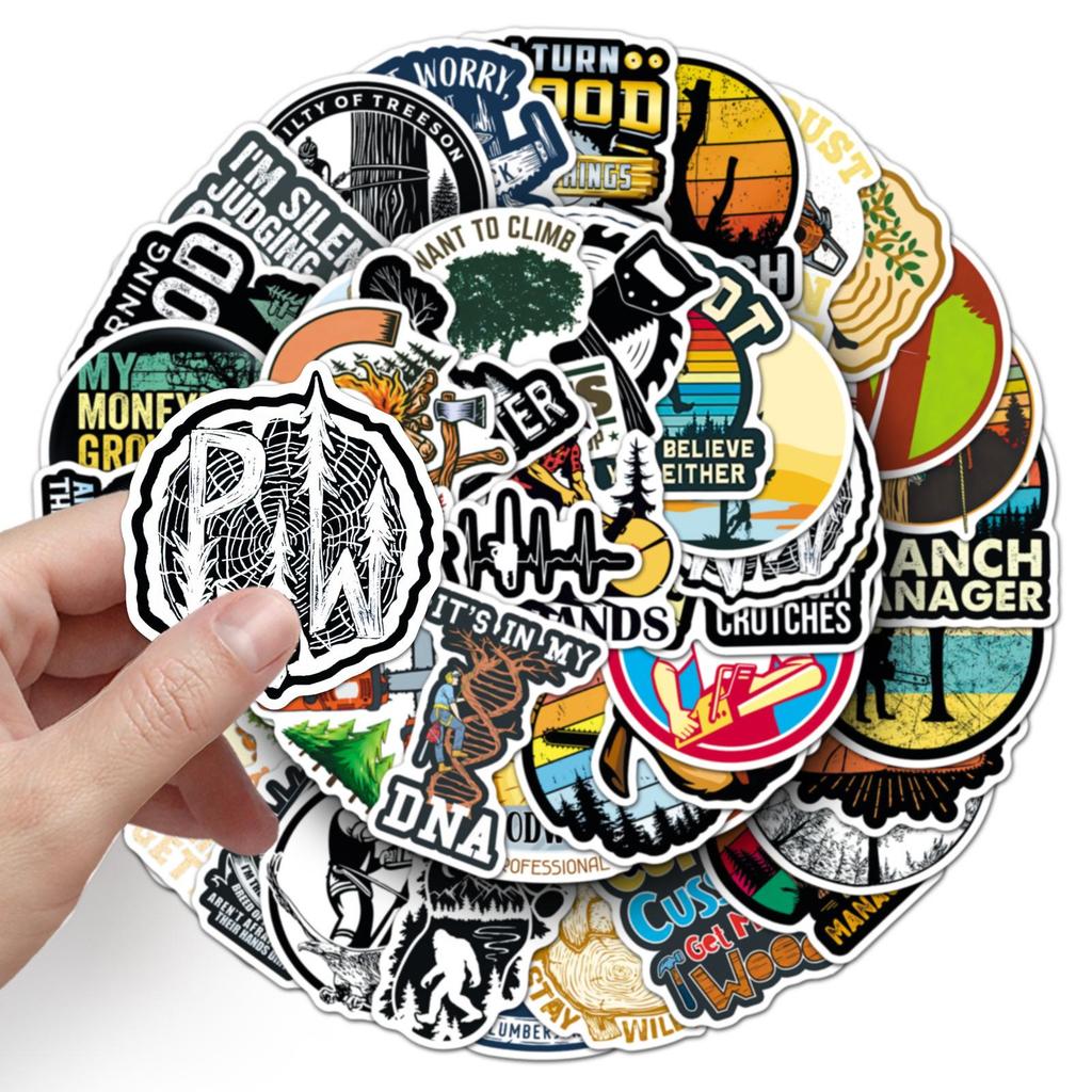 50PCS Creative Outdoor Forestry Stickers: Personalized English Graffiti for Bikes, Water Bottles, Notebooks, & Headphones