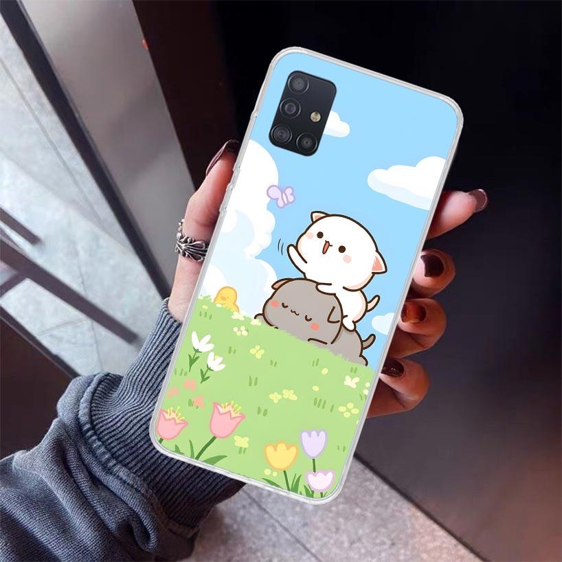 Cute Peach Goma Cat Phone Case For Samsung Galaxy A12 A52S A42 A32 A22 A51 A50 Note 20 Ultra 10 S10 Plus A71 A70 A31 A30 A10S Ga