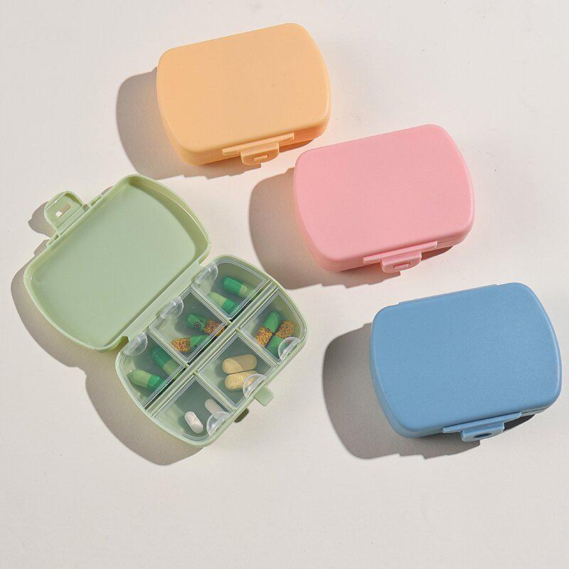 Eco-friendly Portable 6-Grid Pill Box - Dustproof, Mini, with Custom Logo Option