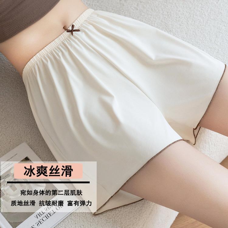 Women's High Waist Shorts Elastic Waist Safety Shorts Ice Silk Solid Color Loose Fit Breathable Anti Chafing Summer Plus Size Bottoms