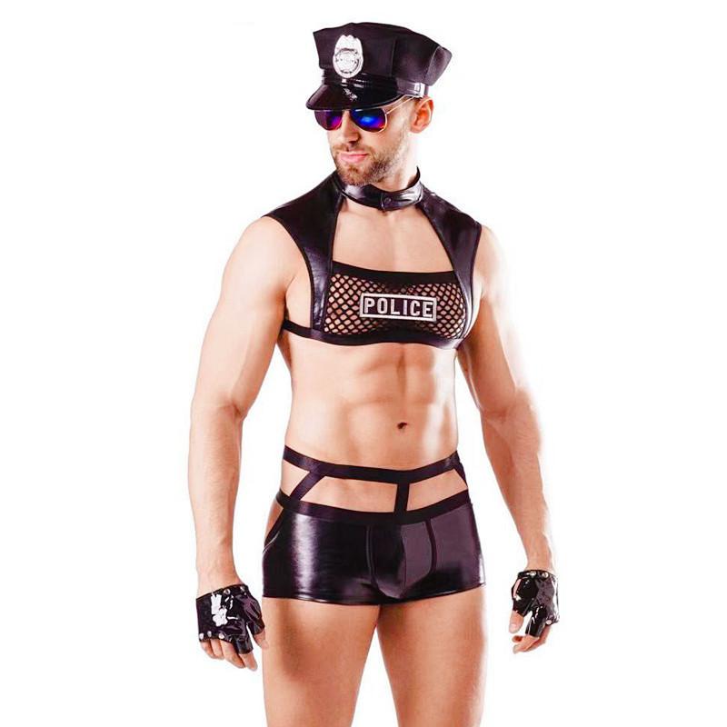 Male Police Role Play Navy Sailor Firefighter Bib Pants Male Prisoner Bib Pants Halloween Sexy Uniform Temptation
