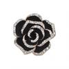 Brooch Pin Camellia Shape Elegant Exquisite Rhinestone Embellished Brooch for Women Clothes Silk Scarf Decoration GiftBlack 
