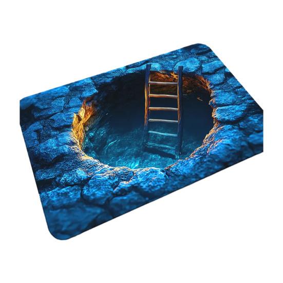3D Hole Rug Realistic Optical Illusion Rug Funny Bottomless Pit Doormat Absorbent Non-slip Floor Mat for Bathroom Living Room Entryway