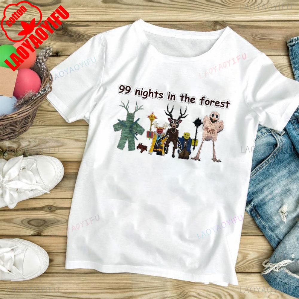 Scary 99 Nights Deer Gamer in The Forest Funny TShirt Summer Women Oneck Graphic Tops Street Fashion Streetwear Clothes S