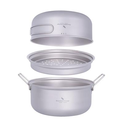 Boundless Voyage Titanium Cooker Outdoor Frying Steamer Large Cooker Can Climbing Camping Outdoor Suitable for Personal Cooker Storage Bag Included