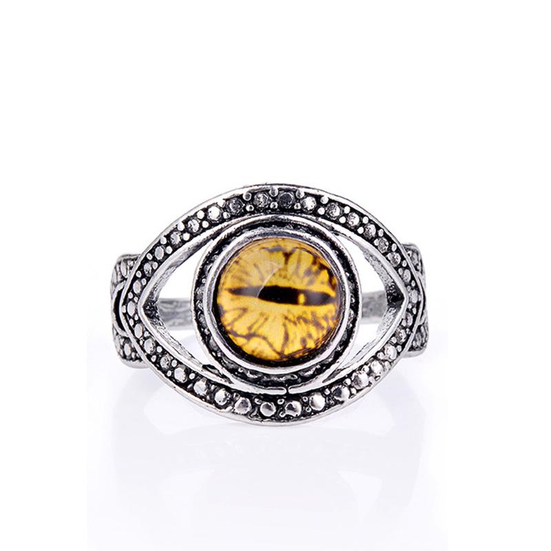 Retro dutý prsten se zlým okem v barvách pro muže ženy Punk Gotický Rock Hiphop Otevřený prsten Motorkářské doplňky Ručně vyrobený Unisex Dárek