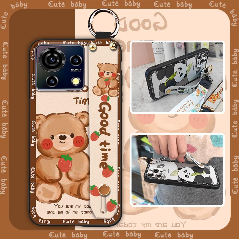 Cute Lanyard Phone Case For ZTE Blade V50 Vita Back Cover Durable Kickstand Fashion Design Waterproof Wristband Ring
