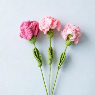 Durable Artificial Flowers Handmade Crocheted Wool Flowers Bouquet Simulated Long-lasting Carnations Diy Artificial for Mother's