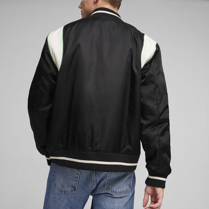 Puma Color Block Letter Print Long Sleeve Baseball Jacket Unisex Jackets Black 623691-01